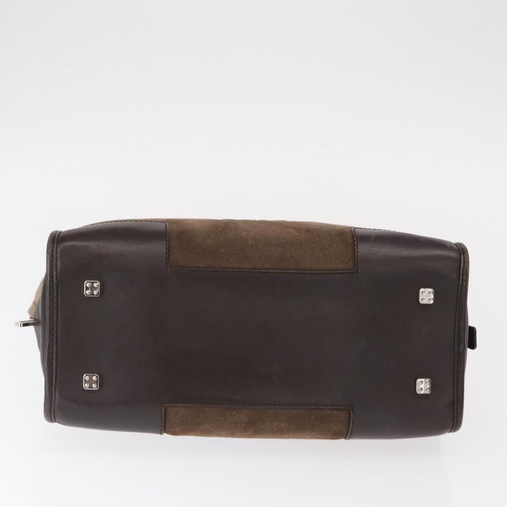 LOEWE Anagram Americana 28 Hand Bag Suede Leather Brown Silver Auth ep12264 - Picture 5 of 16